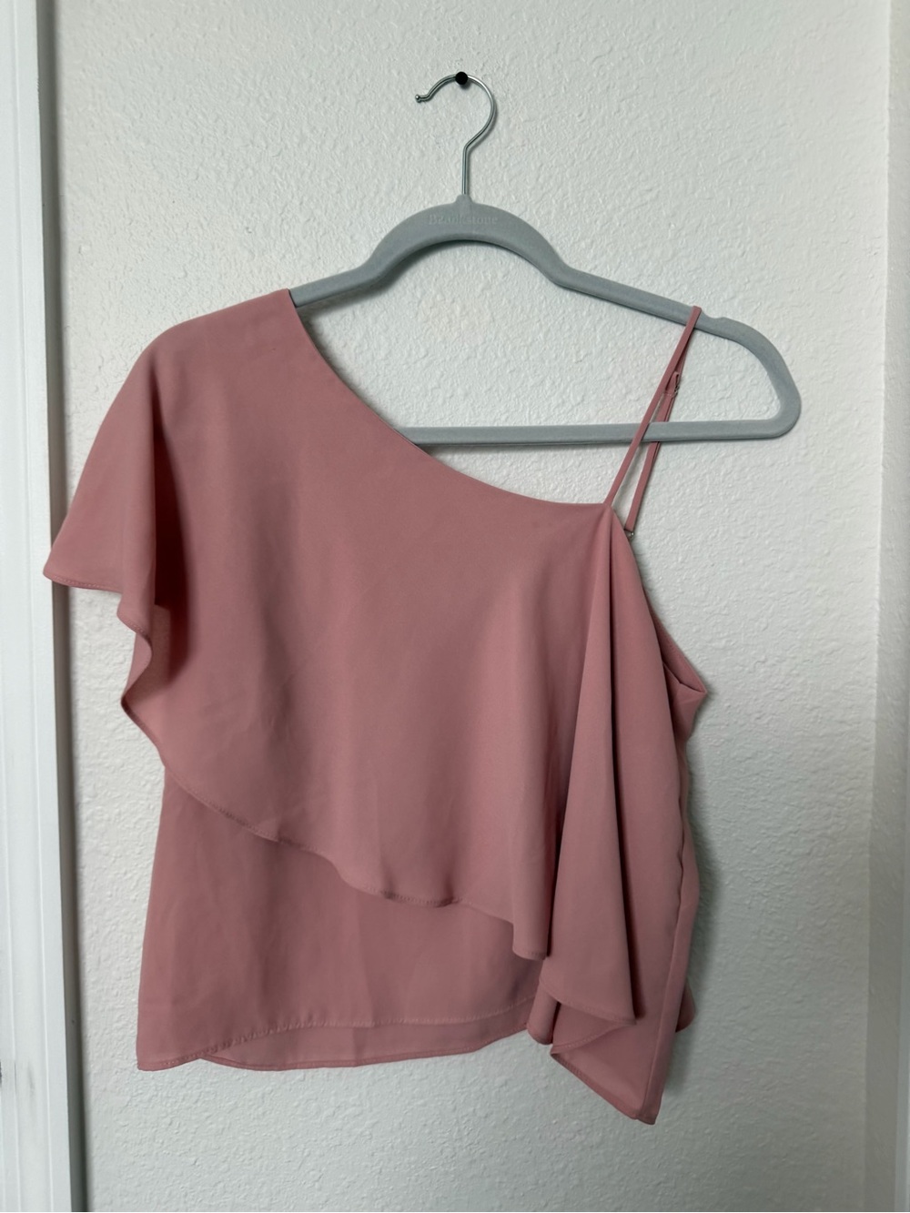 Forever 21 Dusty Rose One-Shoulder Ruffle Blouse